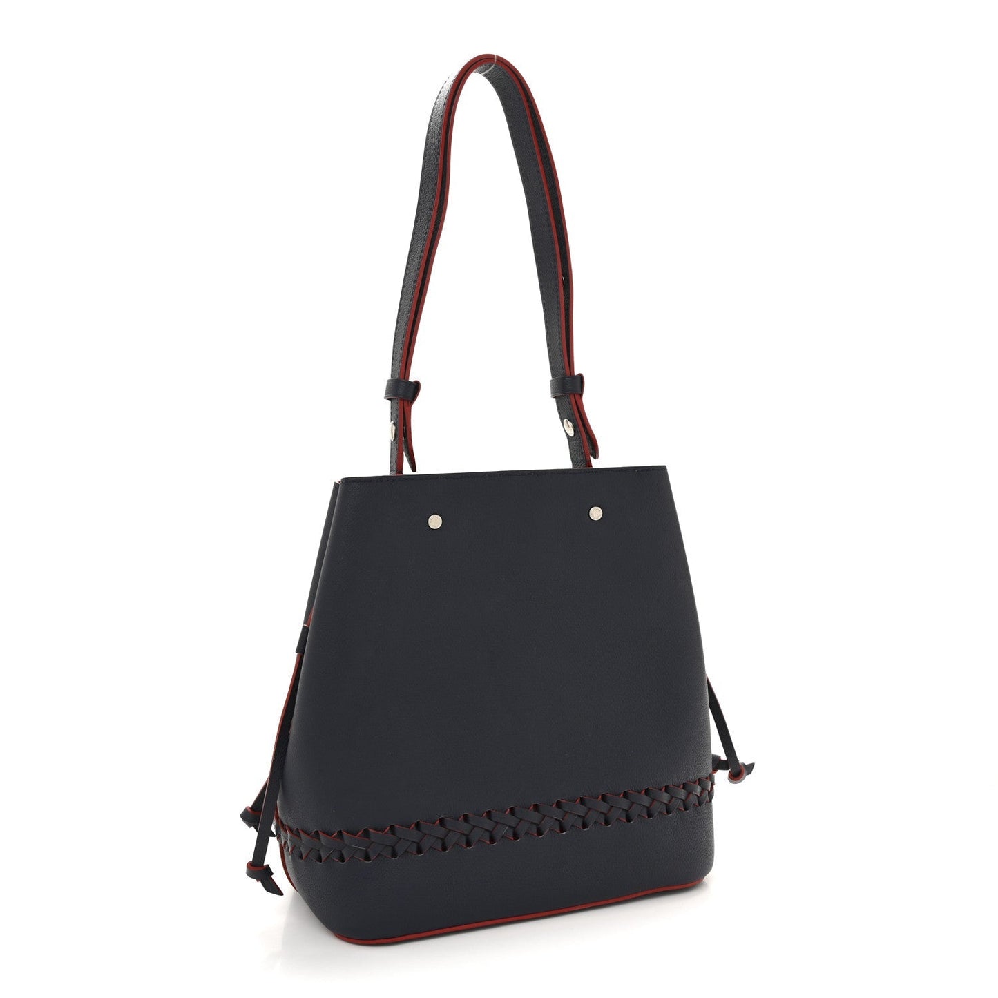 Soft Calfskin Braided Lockme Bucket Marine Rouge