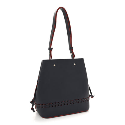 Soft Calfskin Braided Lockme Bucket Marine Rouge