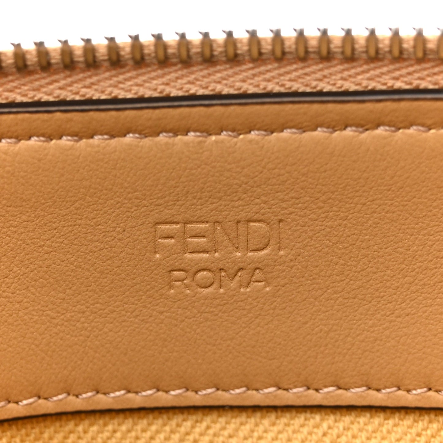 Raffia Jacquard FF 1974 Mini Soft By The Way Boston Bag Beige