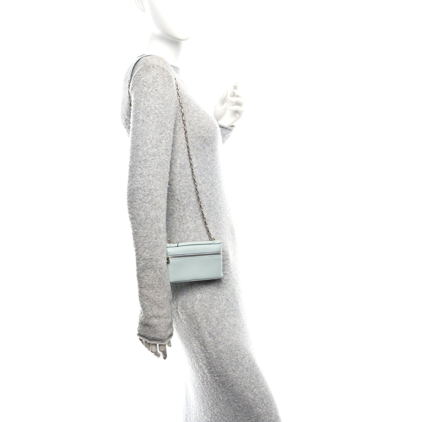 Grained Calfskin Extra Pocket Mini Pouch Minty Breeze