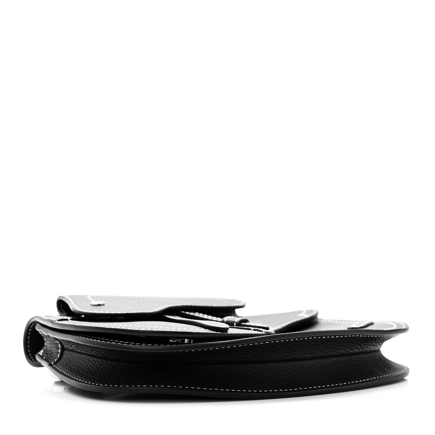 X KAWS Grained Calfskin Saddle Pouch Black