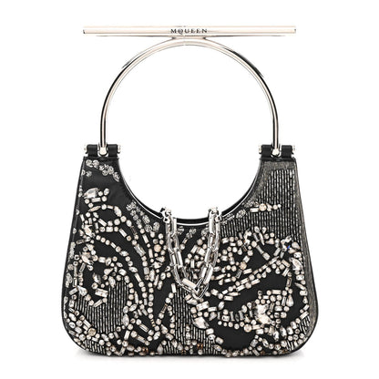 Lambskin Embellished Crystal Mini T-Bar Bag Black