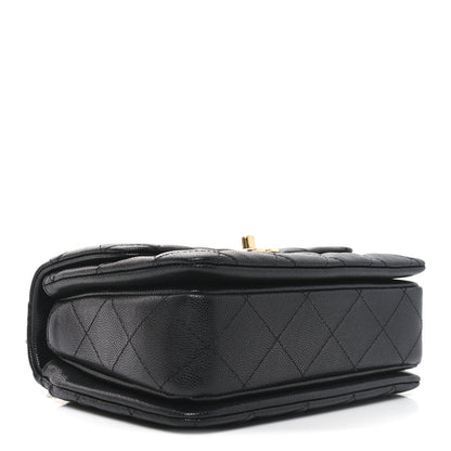 Caviar Quilted Mini Coco First Flap Black