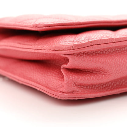 Caviar Quilted Wallet on Chain WOC Pink