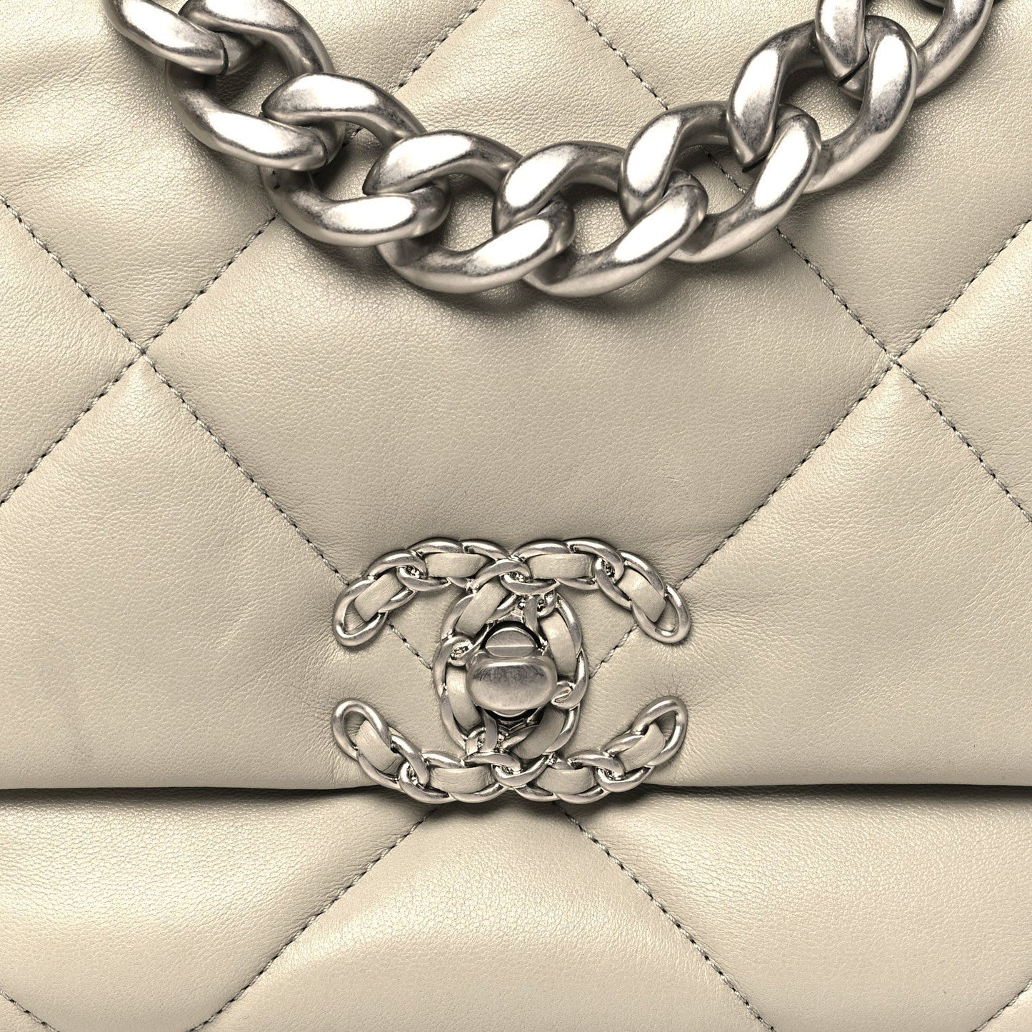 Lambskin Quilted Large Chanel 19 Flap Grey