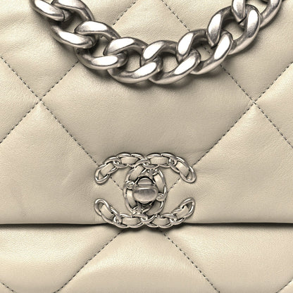Lambskin Quilted Large Chanel 19 Flap Grey