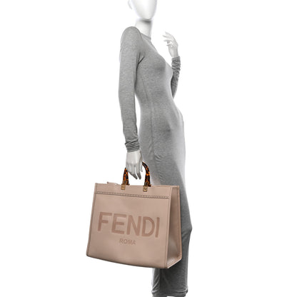 Vitello King Plexiglass Logo Embossed Large Fendi Sunshine Shopper Tote Light Rose