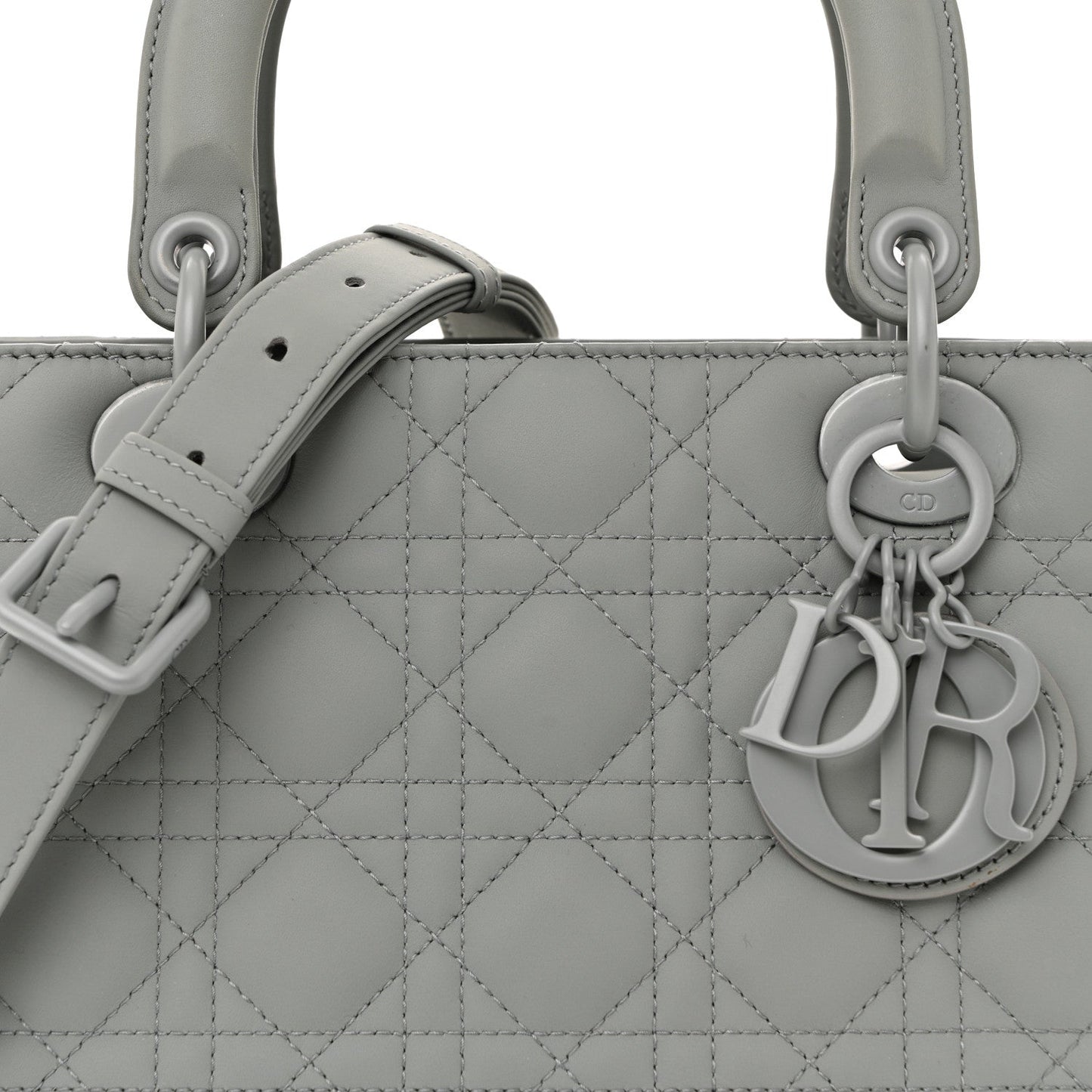 Ultra Matte Calfskin Cannage Medium Lady Dior Grey Stone