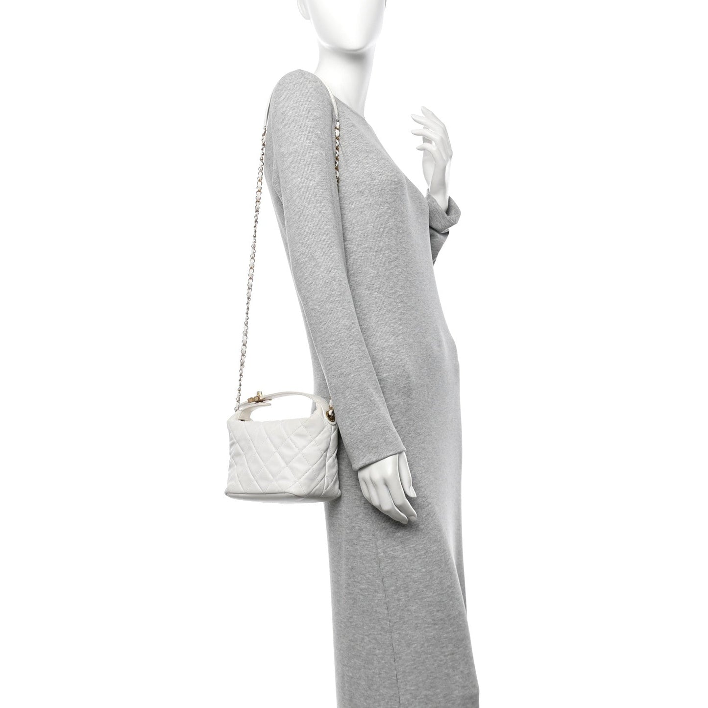 Lambskin Quilted Small Perfect Meeting Hobo White