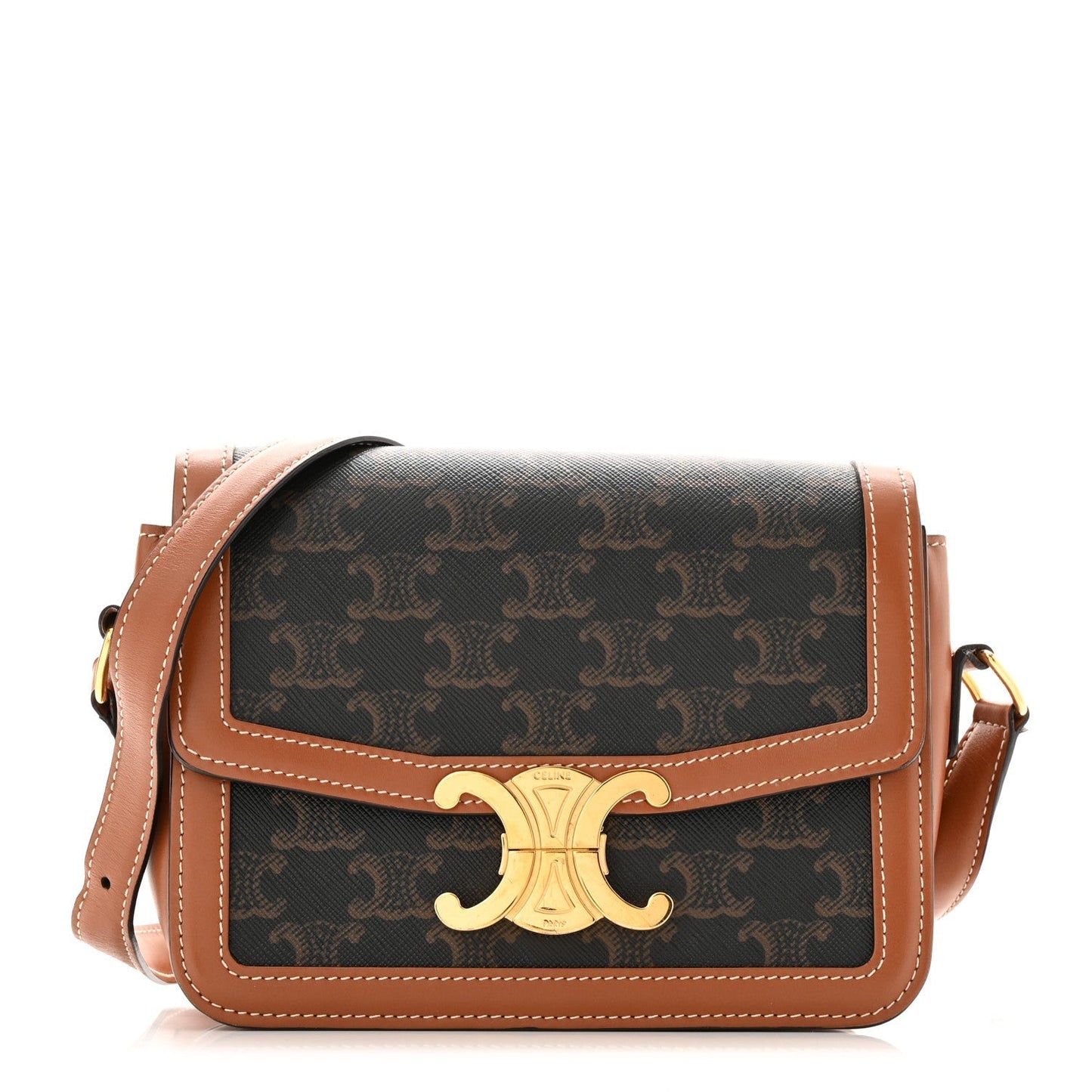 Calfskin Triomphe Canvas Teen Triomphe Bag Tan
