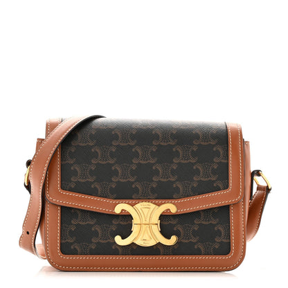 Calfskin Triomphe Canvas Teen Triomphe Bag Tan