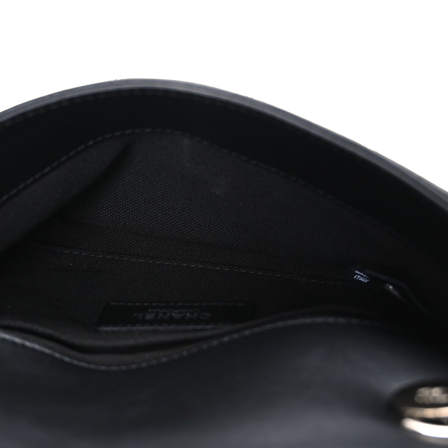 Calfskin Quilted CC Uniform Flap Belt Bag Black