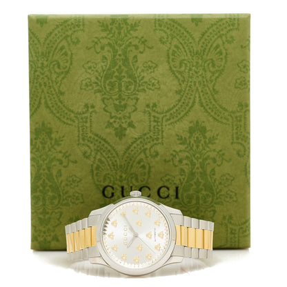 Stainless Steel 38mm G-Timeless Two Tone Bee Automatic Watch Silver