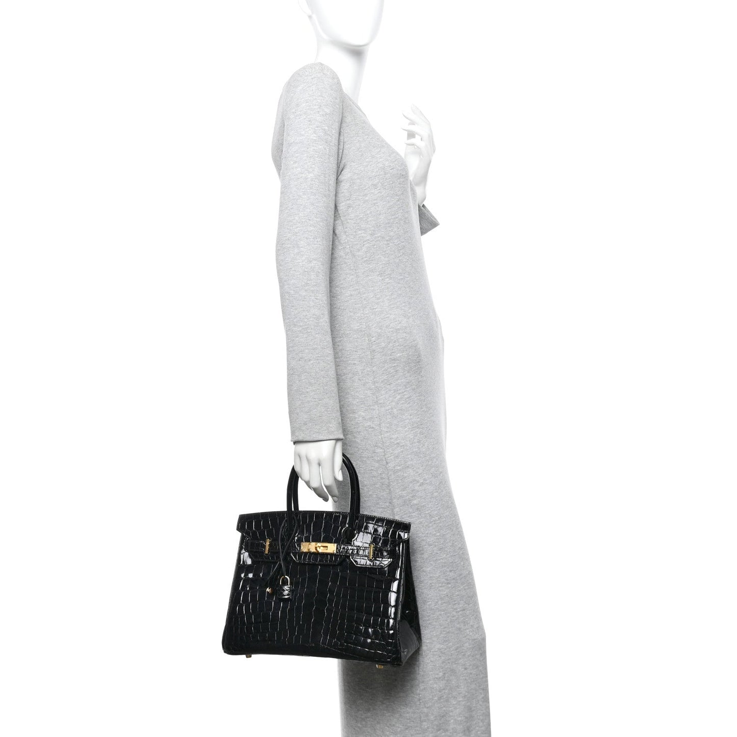 Shiny Niloticus Crocodile Birkin 30 Black