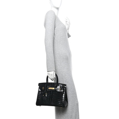 Shiny Niloticus Crocodile Birkin 30 Black