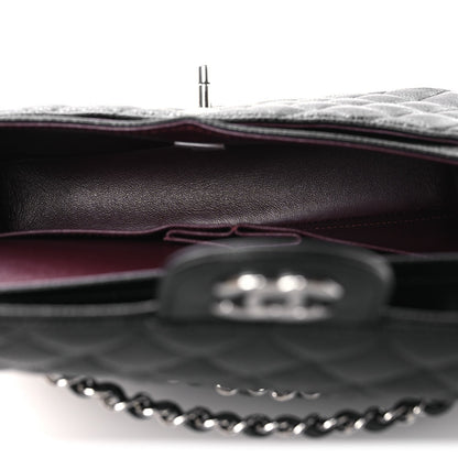 Caviar Quilted Small Double Flap Black