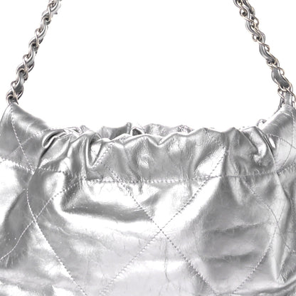 Metallic Calfskin Quilted Small Chanel 22 Silver
