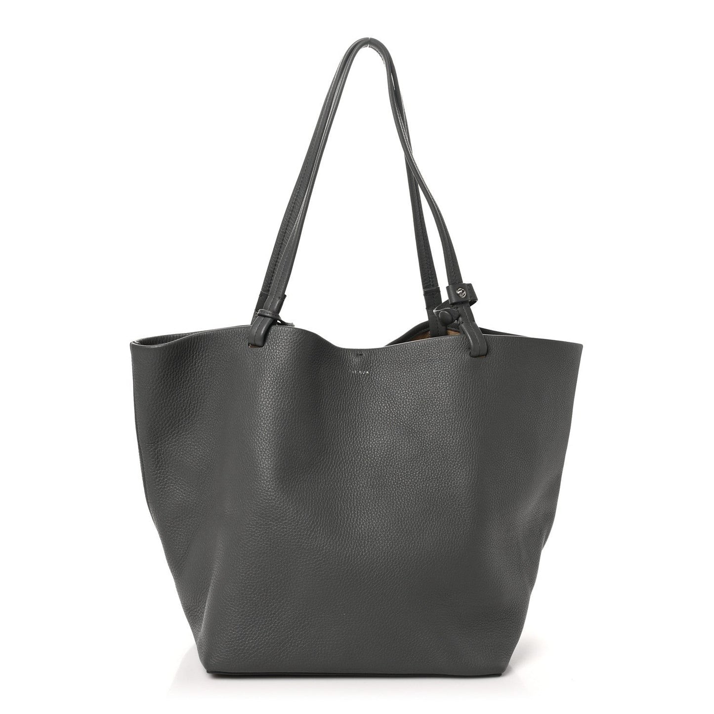 Grained Calfskin Park Tote Three Charcoal