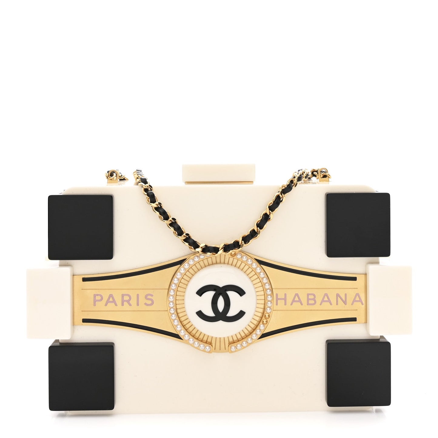 Plexiglass Boy Brick Havana by Night Clutch White Black