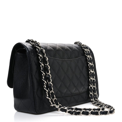 Caviar Quilted Jumbo Double Flap Black