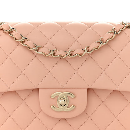 Lambskin Quilted Small Double Flap Light Pink