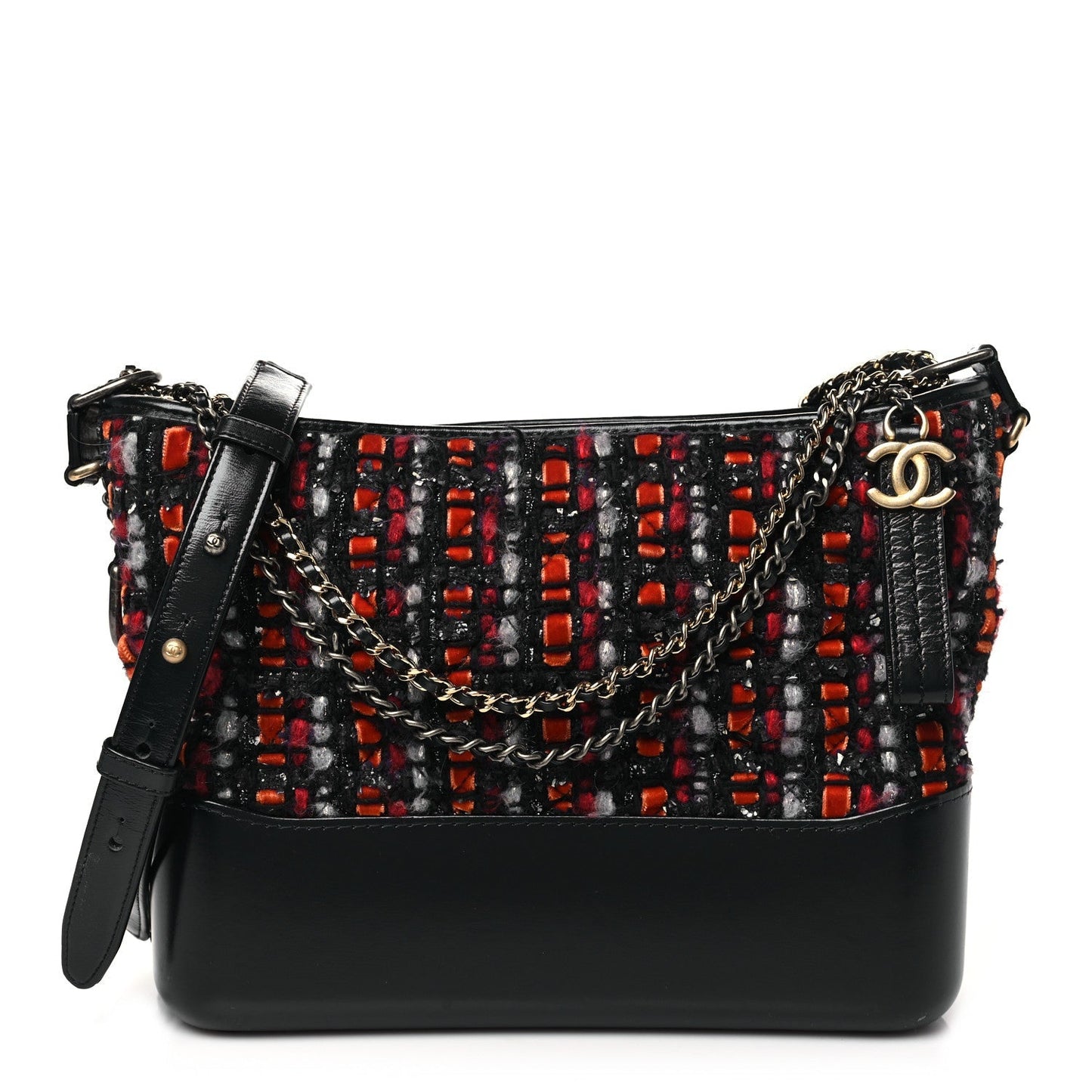 Tweed Calfskin Medium Gabrielle Hobo Black Red Blue