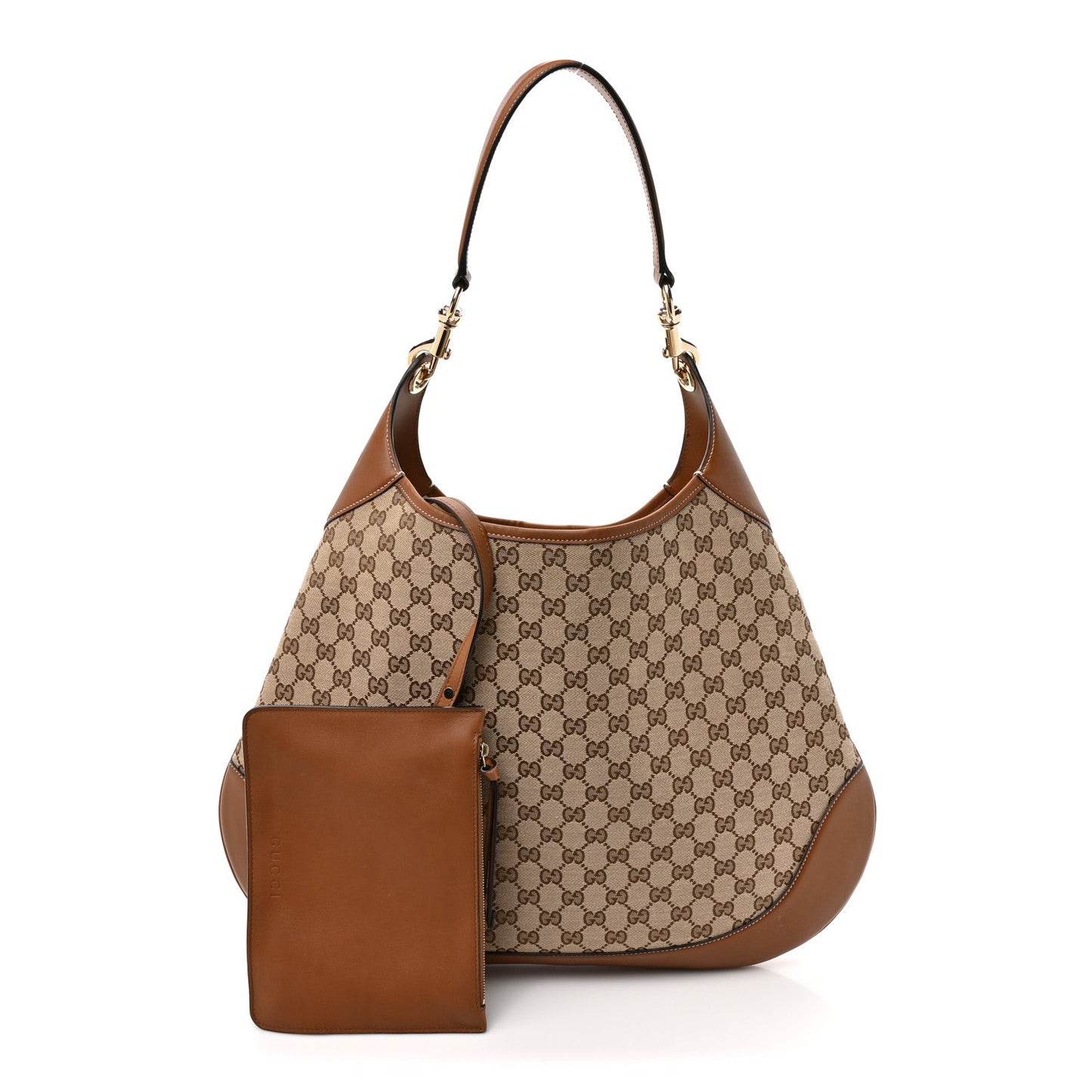 GG Supreme B Large Shoulder Bag Beige Dark Brown