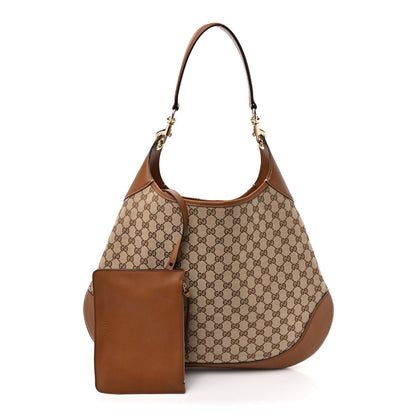 GG Supreme B Large Shoulder Bag Beige Dark Brown