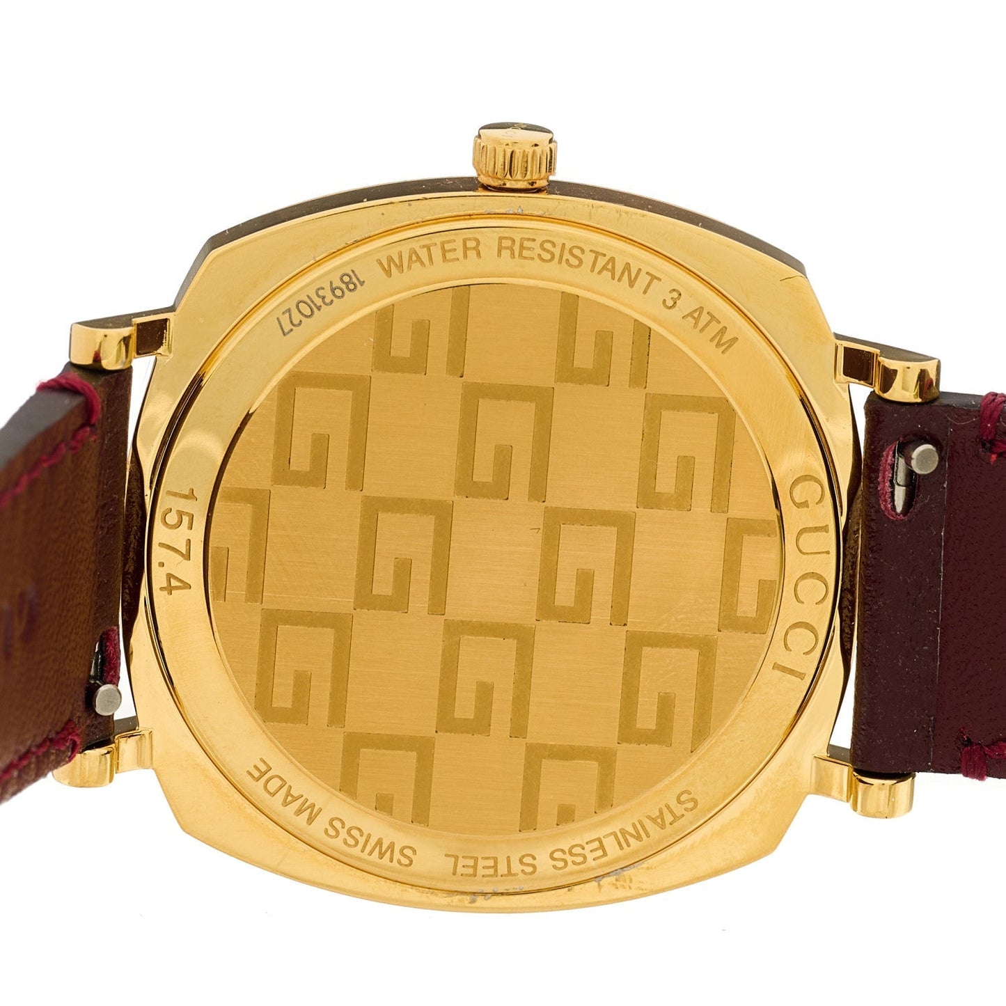 Stainless Steel Alligator 35mm Grip Quartz Watch Burgundy