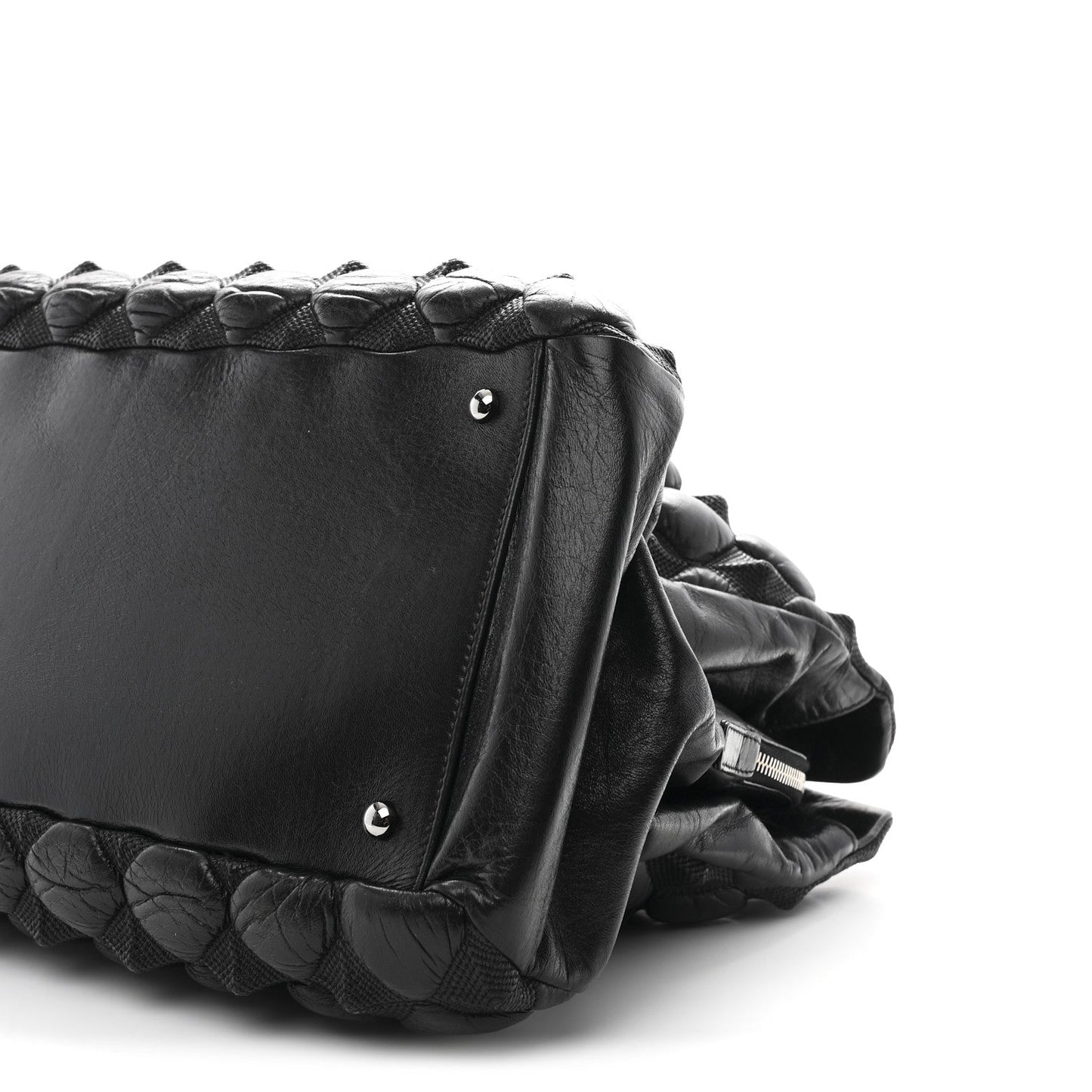 Glazed Lambskin Quilted Large Stravinsky Tote Black