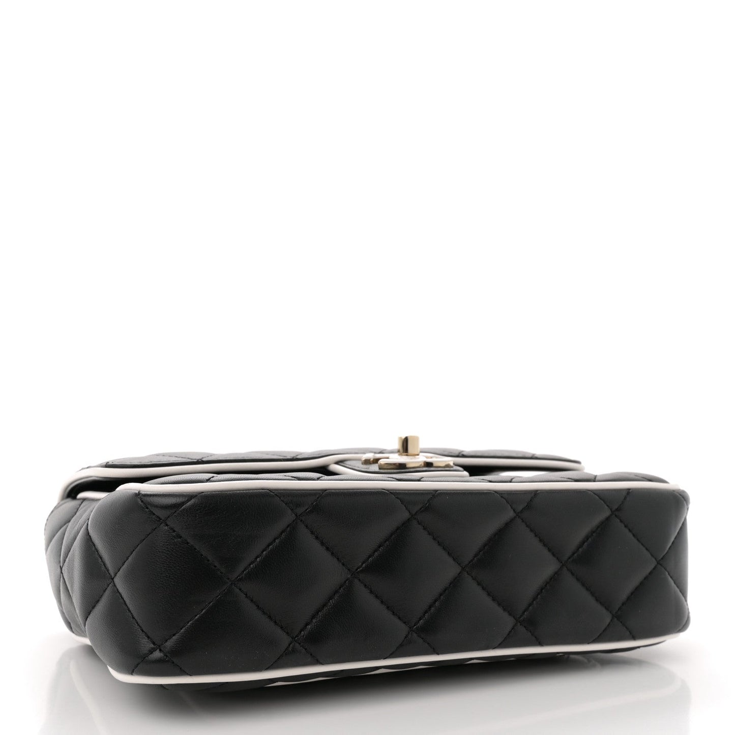Lambskin Quilted Resin CC Flap Bag Black White