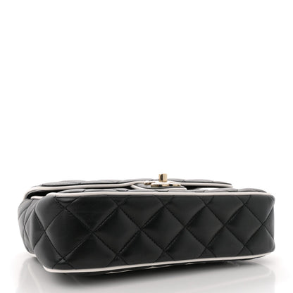 Lambskin Quilted Resin CC Flap Bag Black White