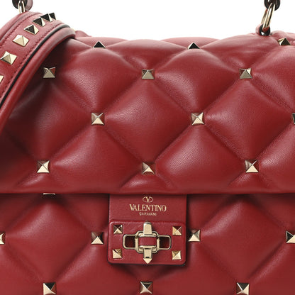 Nappa Medium Candystud Top Handle Bag Rosso Valentino
