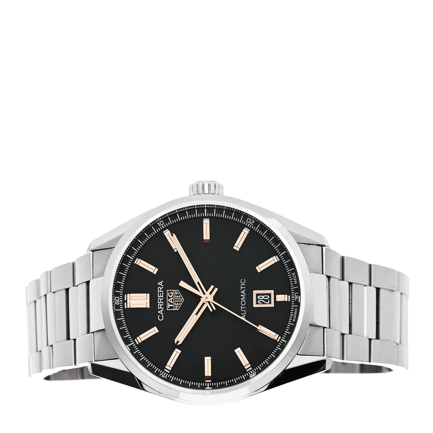 Stainless Steel 39mm Carrera Caliber 5 Automatic Watch Black WBN2113