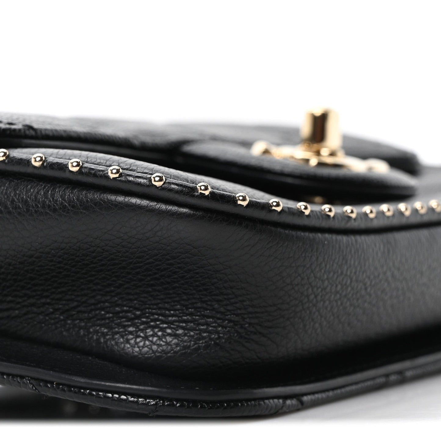 Caviar Quilted Studded Flap Waist Bag Black