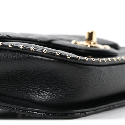 Caviar Quilted Studded Flap Waist Bag Black