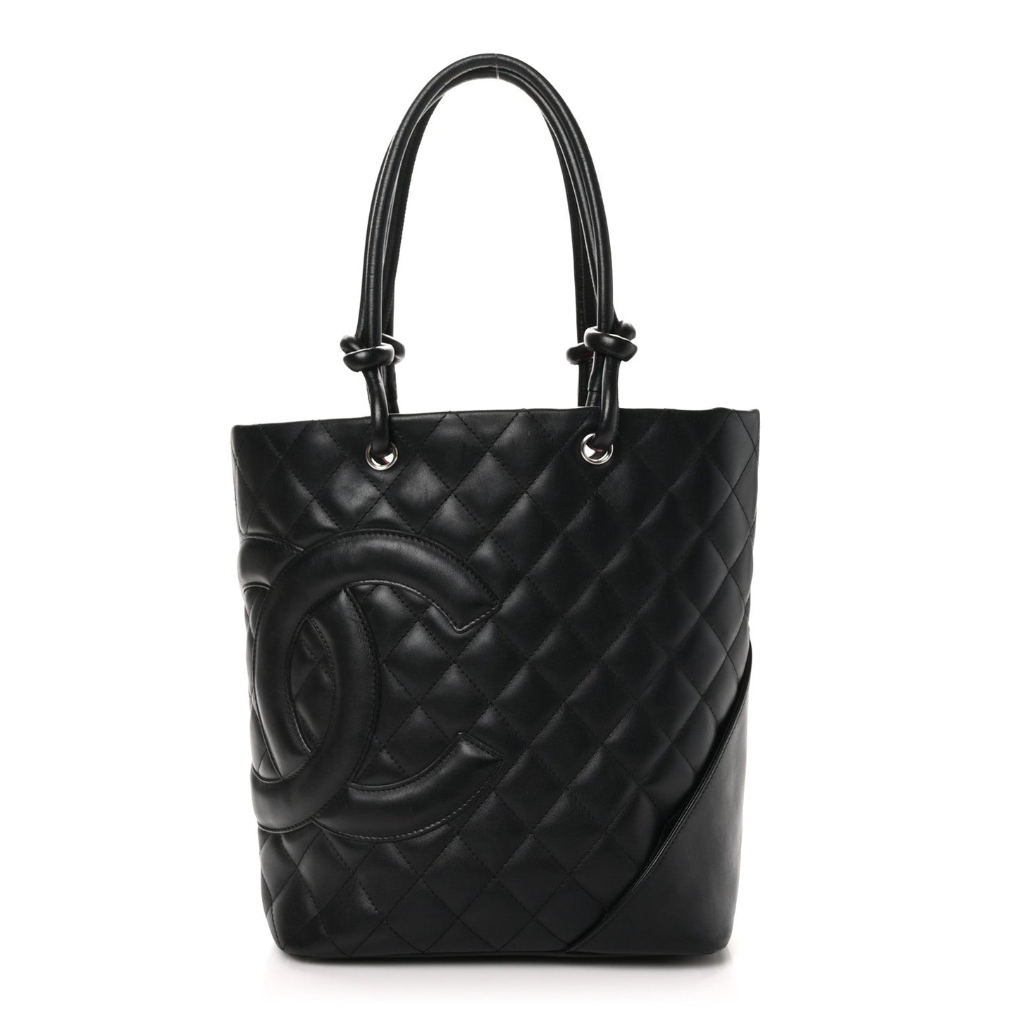 Calfskin Quilted Medium Cambon Tote Black
