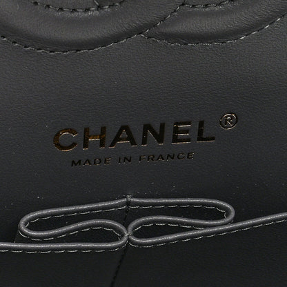 Caviar Quilted Medium Double Flap Dark Grey