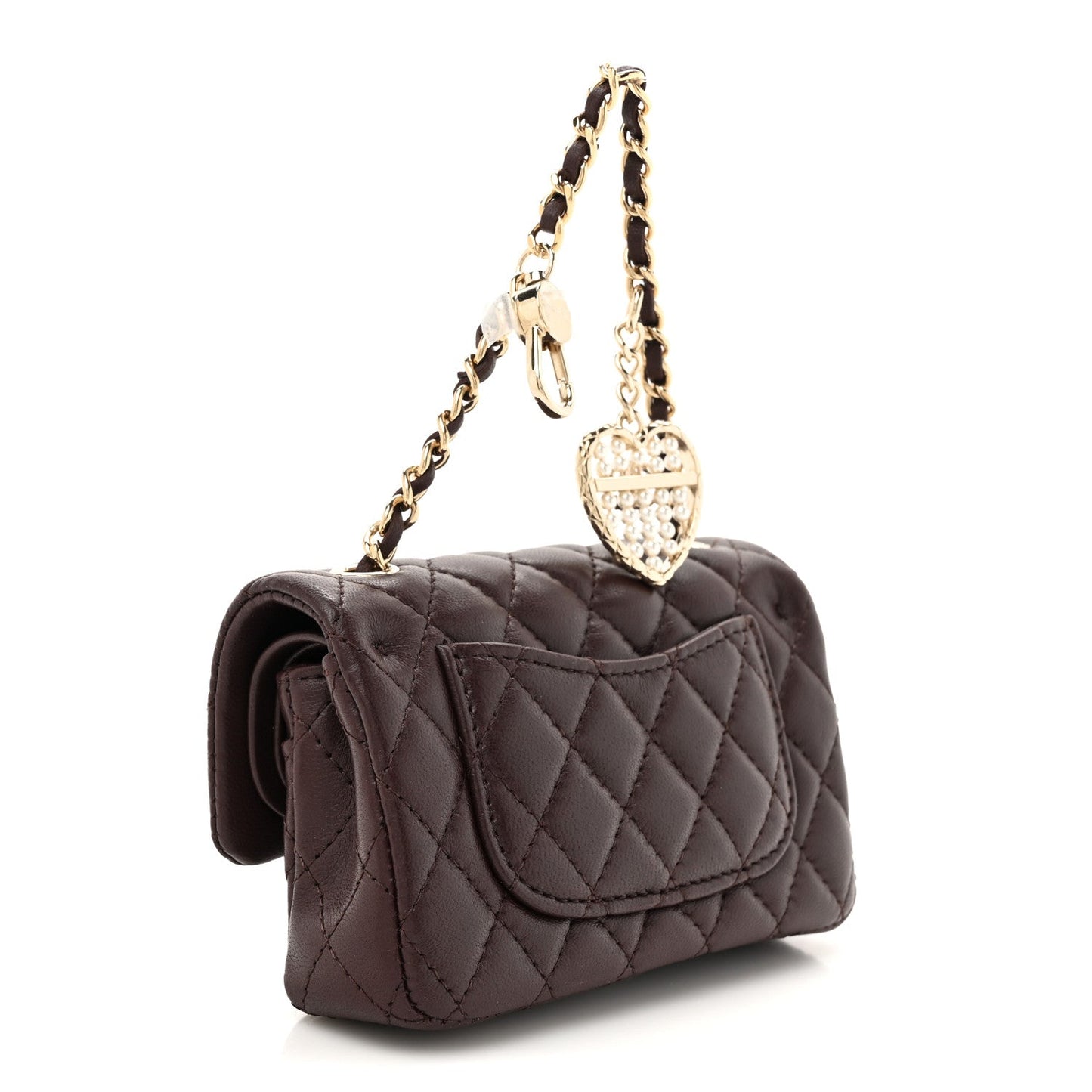Lambskin Quilted Mini Double Flap With Hook Dark Brown