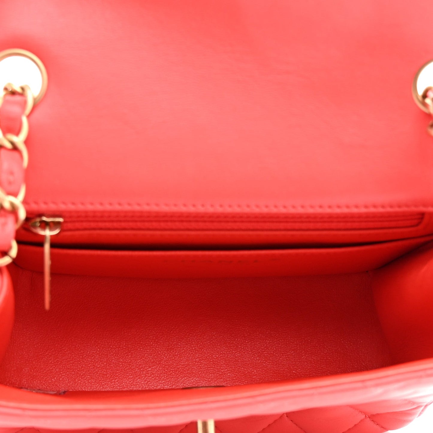 Lambskin Quilted Mini Square Flap Red