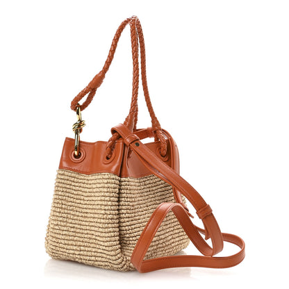 Raffia Nappa Small Parachute Shoulder Bag Natural Burned Orange