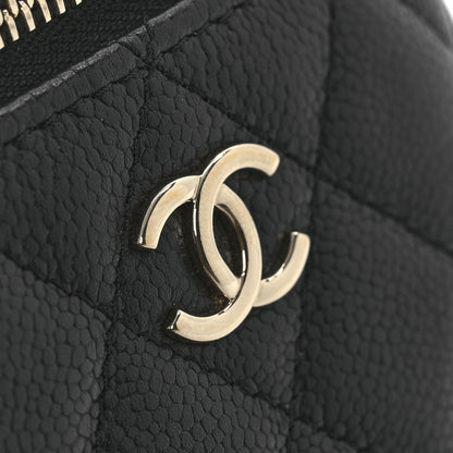 Caviar Quilted Small Vertical Coco Beauty Vanity Case With Chain Black