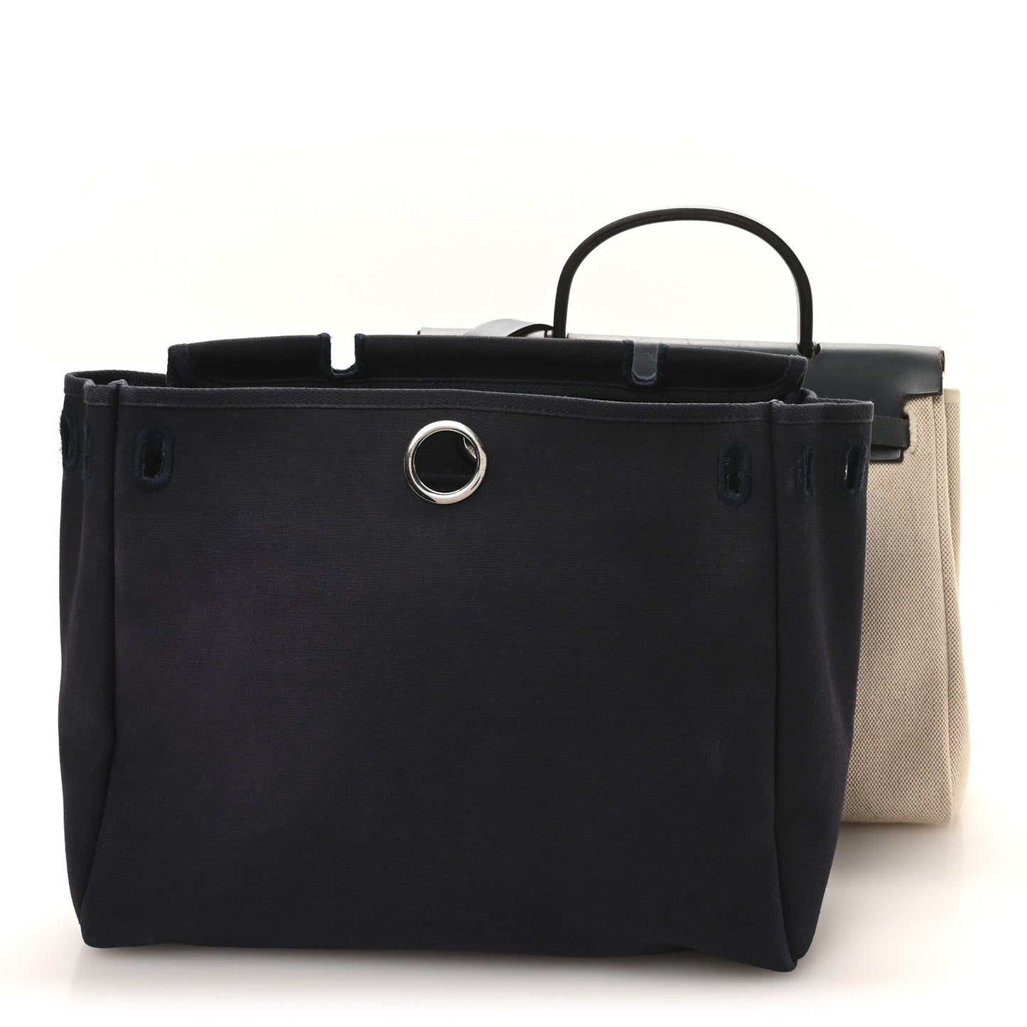 Toile Vache Calfskin Herbag PM 30 Navy Bleu Natural