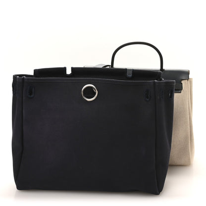 Toile Vache Calfskin Herbag PM 30 Navy Bleu Natural