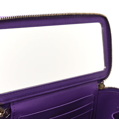 Lambskin Quilted Small Top Handle Vanity Case With Chain Purple