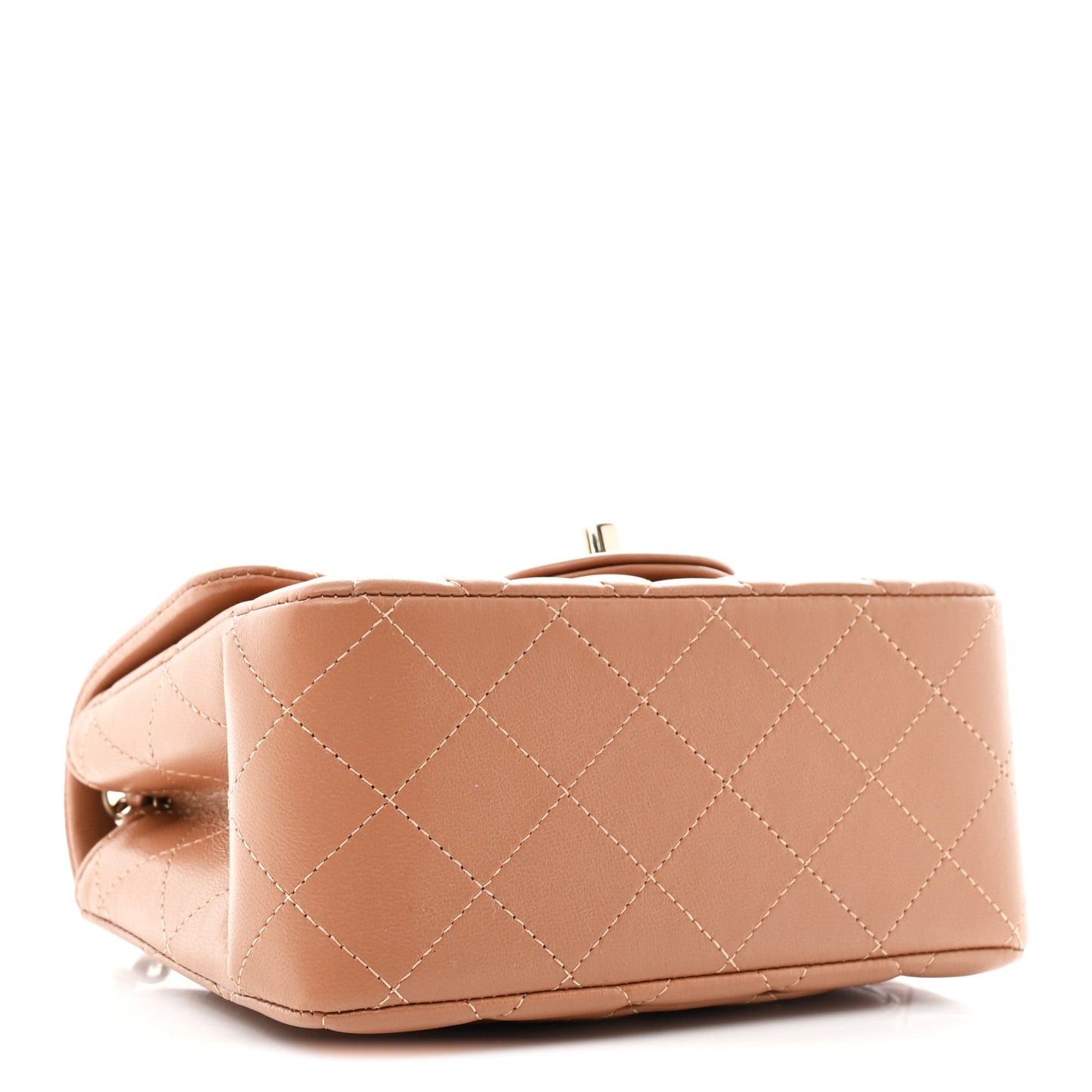 Lambskin Quilted Mini Square Flap Brown