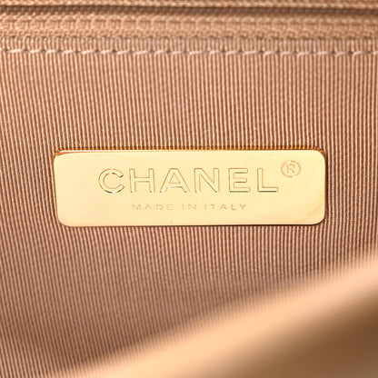 Lambskin Quilted Large Chanel 19 Flap Dark Beige