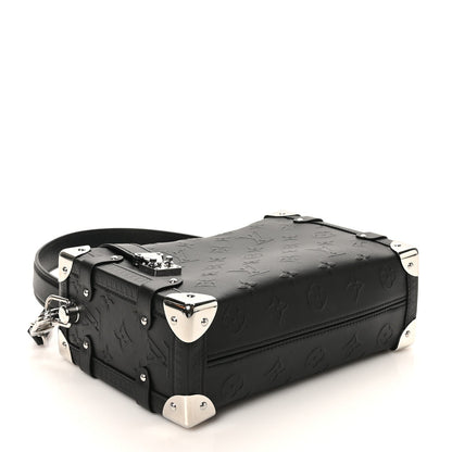 Calfskin Debossed Monogram Side Trunk Black