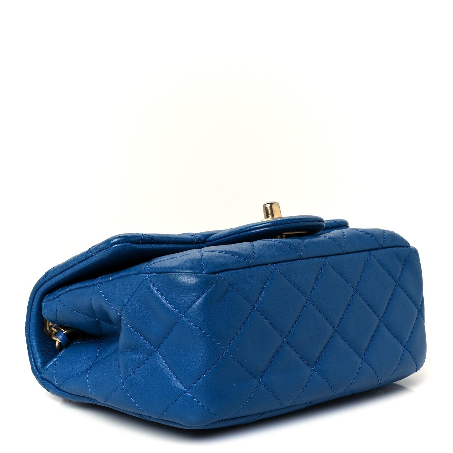 Lambskin Quilted Mini Pearl Crush Flap Blue