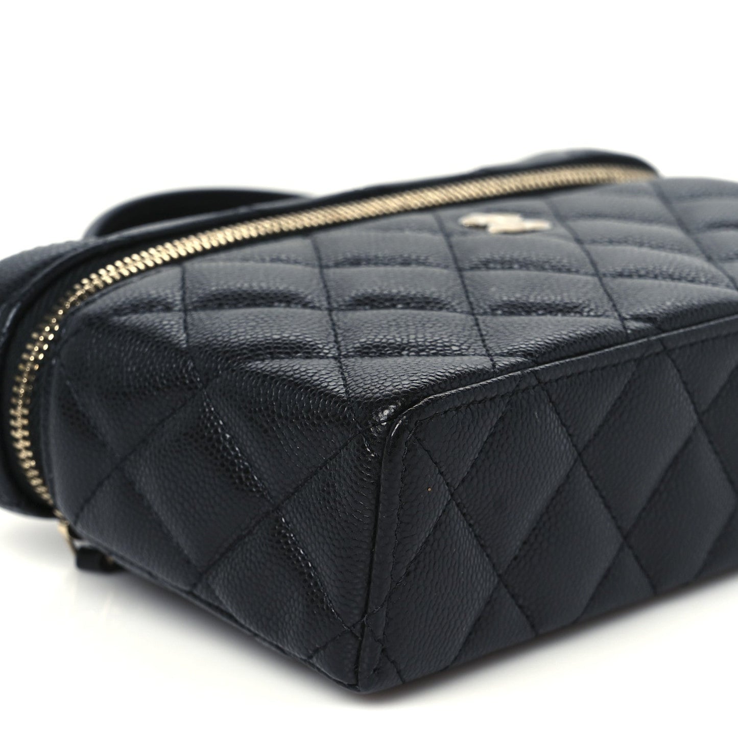 Caviar Quilted Top Handle Slim Vanity With Chain Black